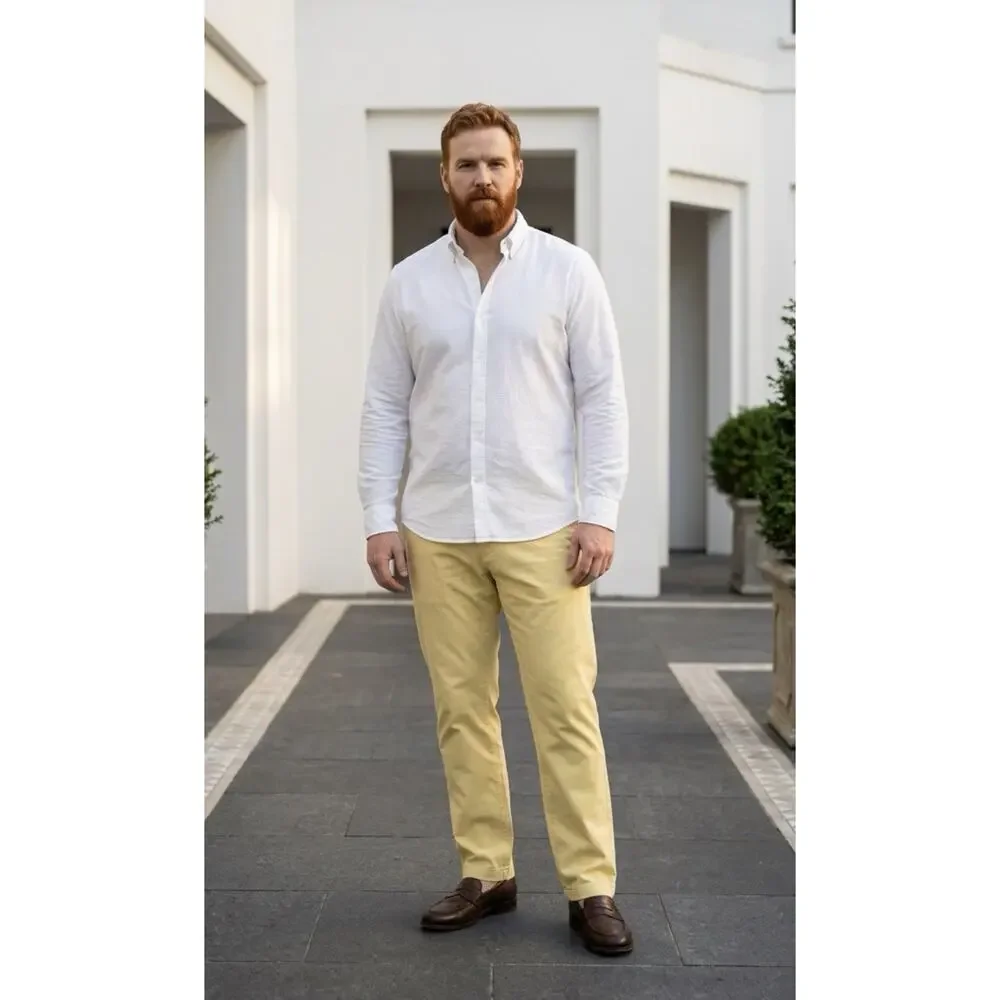 Polo Ralph Lauren Yellow Preppy Chino Pants Mens Size 48B/32 (Fits 48Bx32)